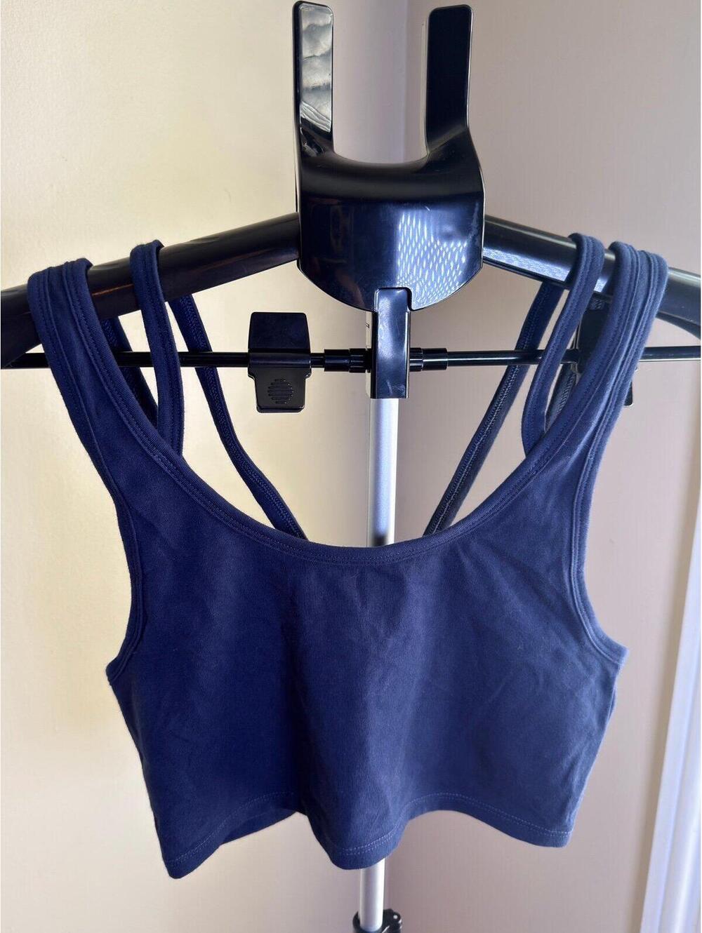 American Eagle Navy Strappy Back Crop Tank Top Shelf Bra‎ Women’s Small